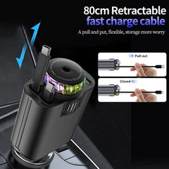 5-in-1 Car Charger with RGB LED Lights & Perfume Diffuser – USB-C PD Fast Charging Adapter