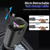 5-in-1 Starlight Car Charger Fast Charging USB Car Adapter with Ambient Light